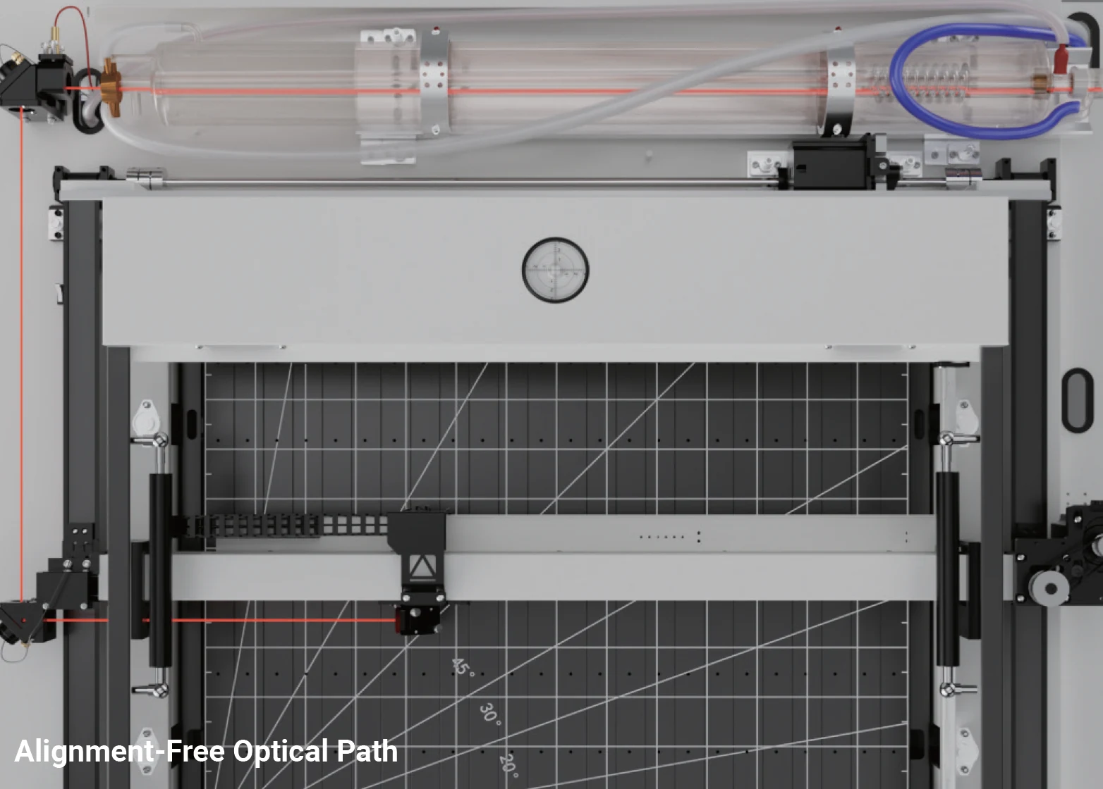 Top view of the alignment-free optical path in the AEON Mira S family