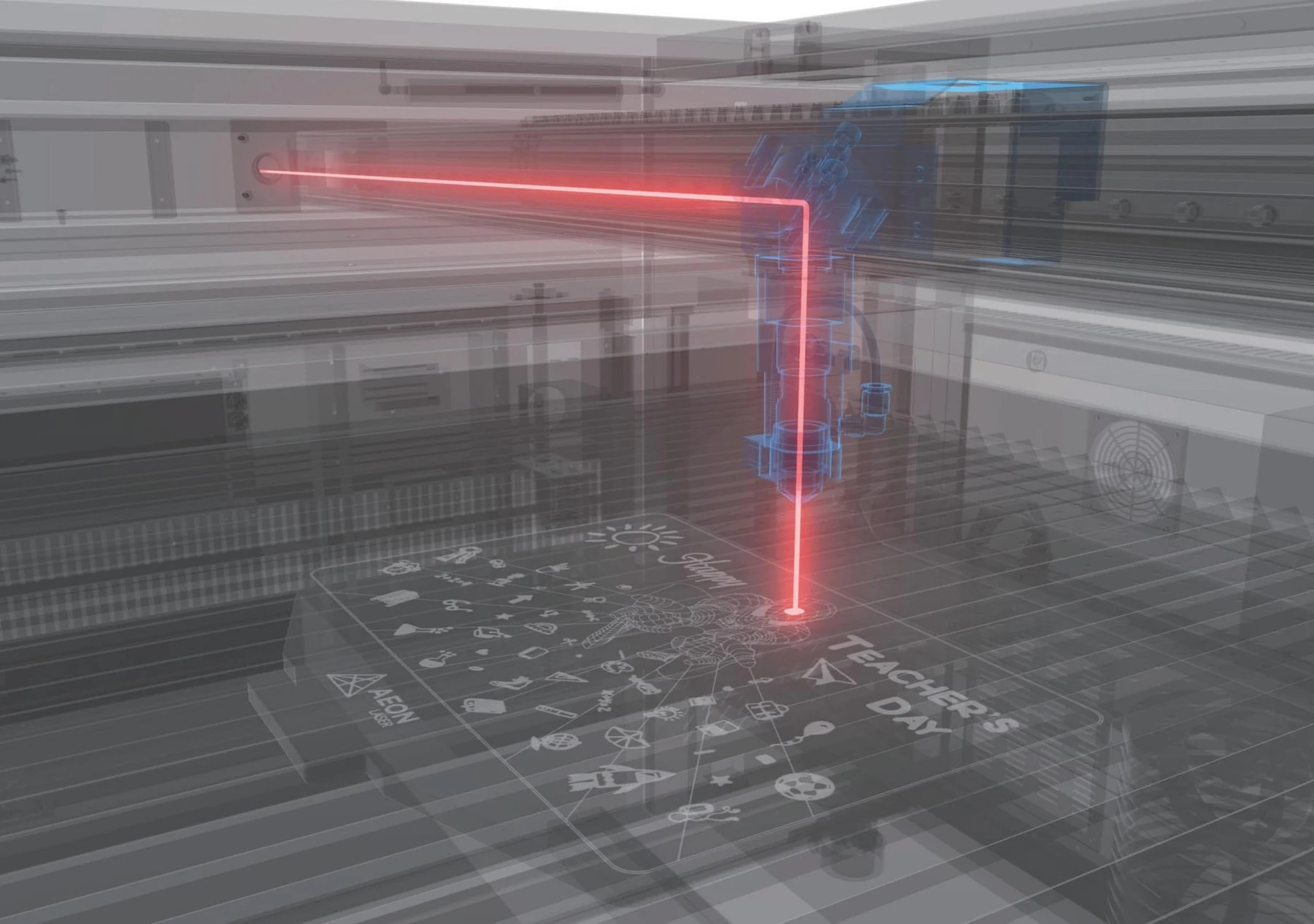 Illustrated optical path through the AEON Nova10 Elite machine