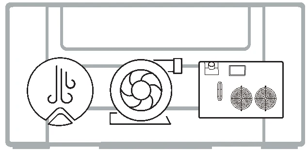 Diagram of the integrated compressor, exhaust and cooling systems in AEON Nova10 Elite