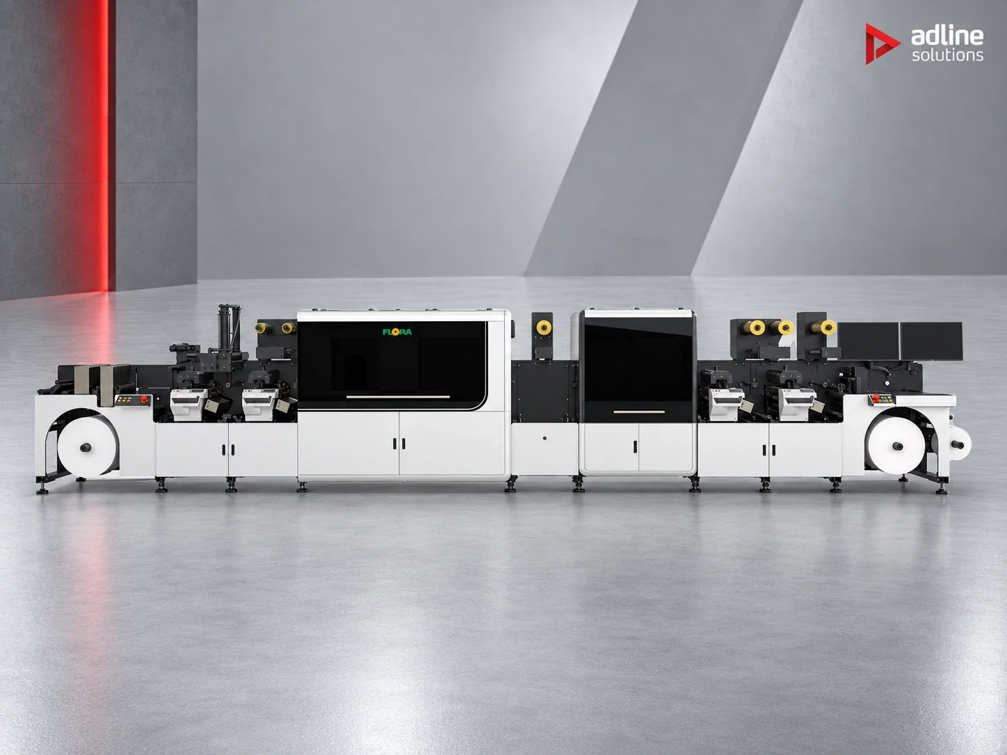 Linea ibrida di stampa etichette Flora Orca 350 – foto del prodotto dalla brochure