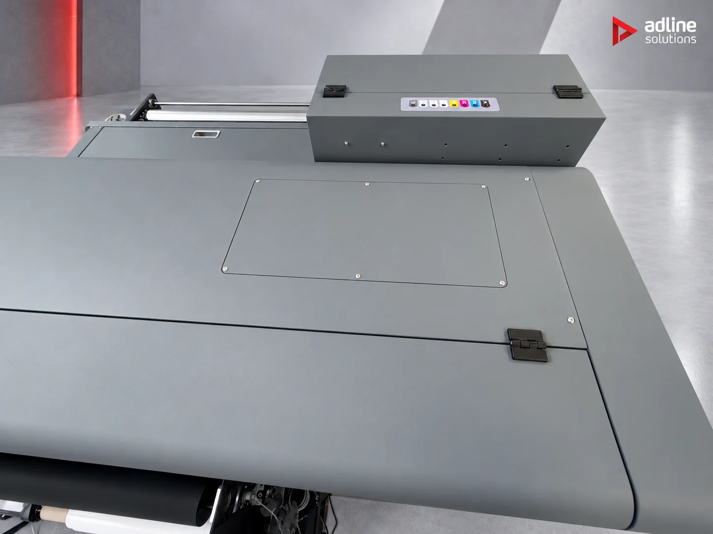 Galaxy UD-0900BRV+ UV printer, top cover and ink panel detail
