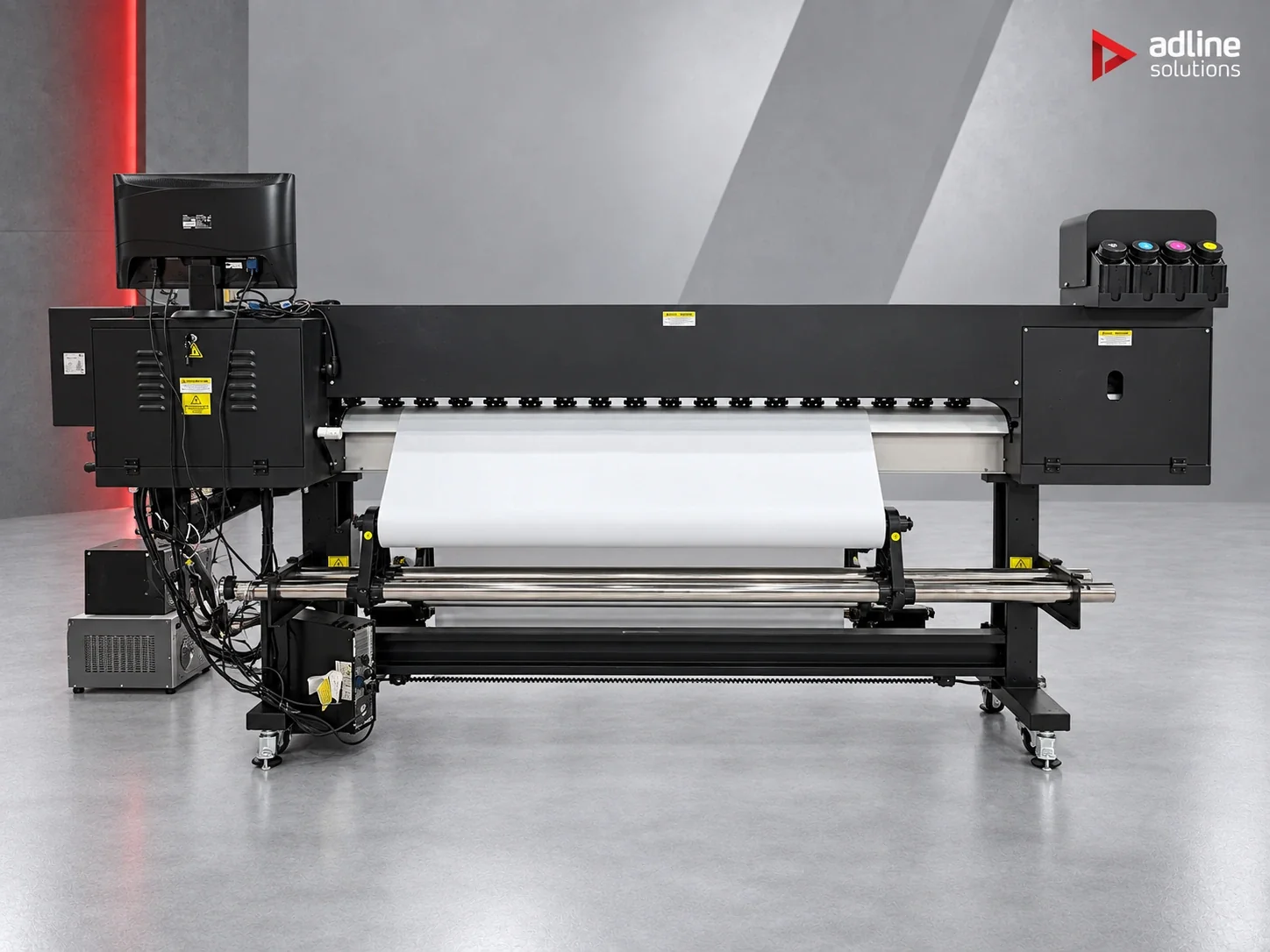 Galaxy UD-18R2CL eco-solvent roll printer — full rear view