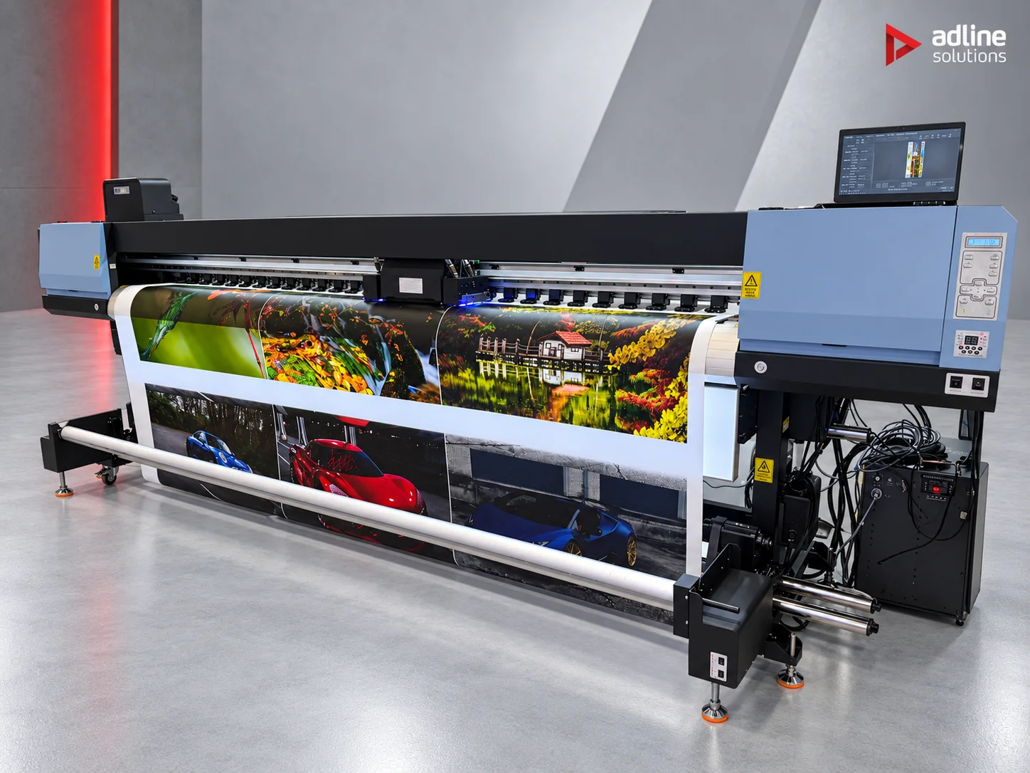 Galaxy UD-32R8BE eco-solvent roll printer, front three-quarter view