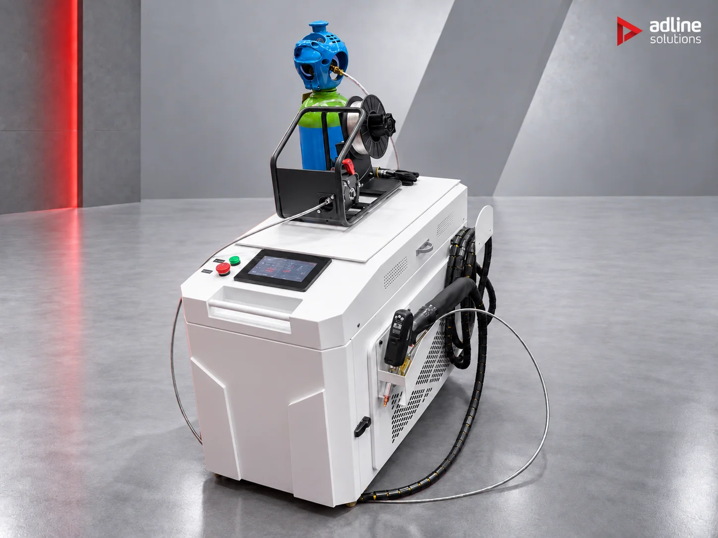 Machine laser à fibre portative de soudage et de nettoyage Hanma HT avec dévidoir de fil, écran tactile et tête de soudage HW980