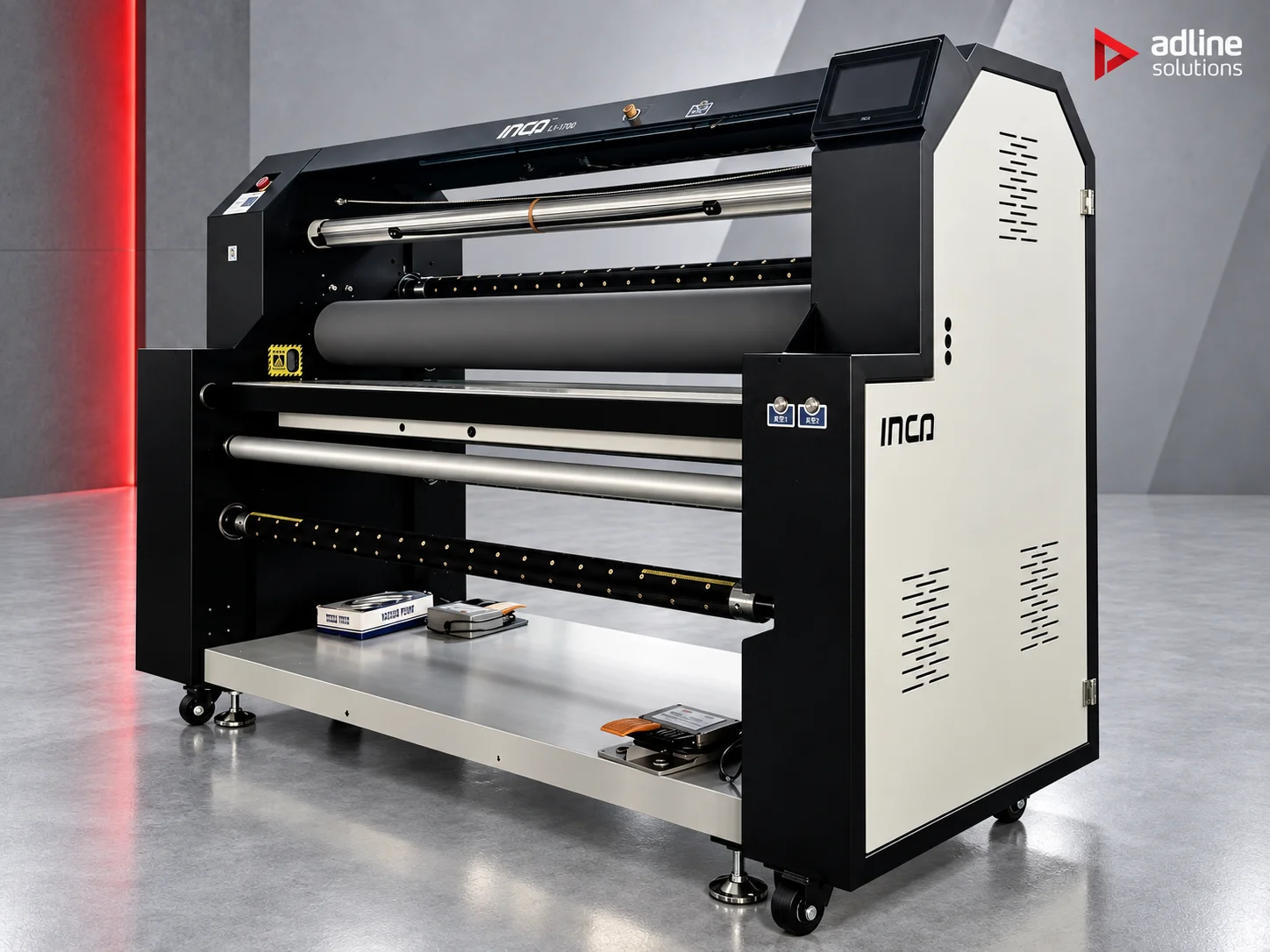 L1-1700 wide-format roll laminator, 52 m/min, with smart touchscreen and pneumatic shafts