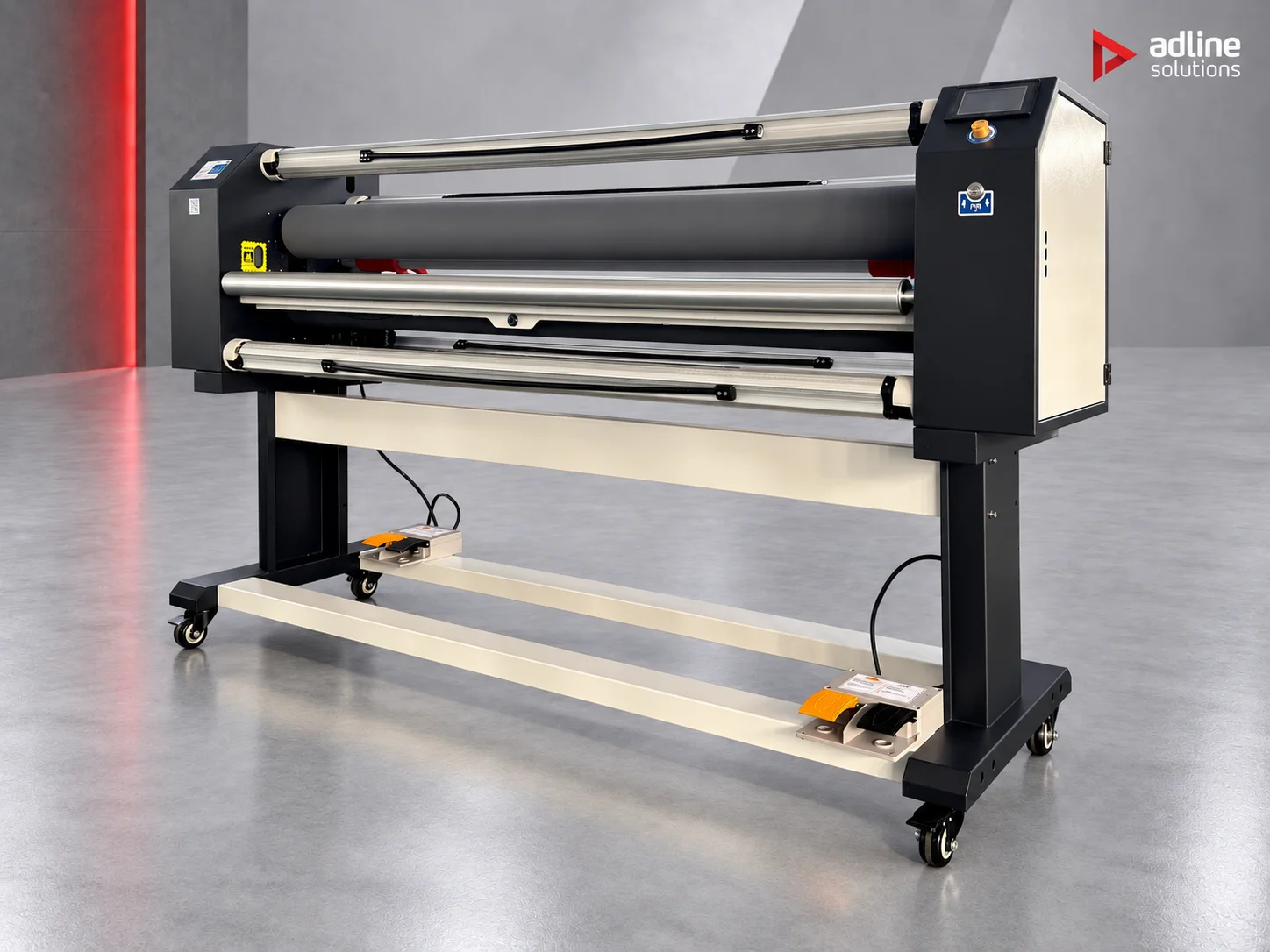 L3-1700 wide-format roll laminator on stand, 37 m/min, with smart touchscreen