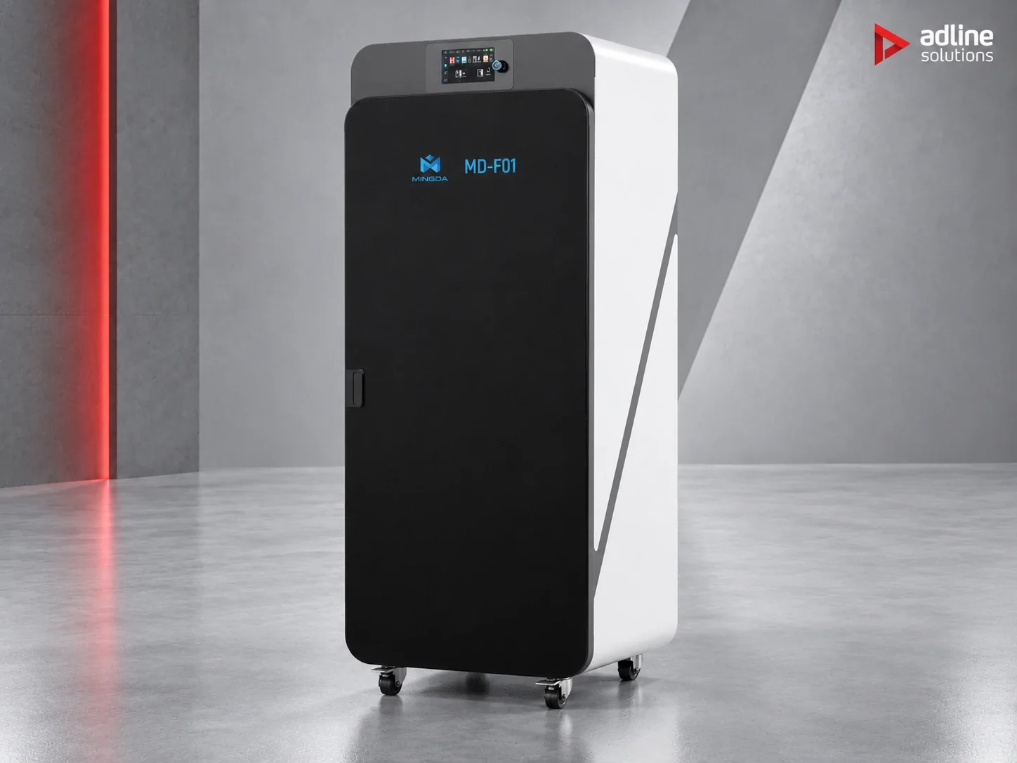 MINGDA MD-F01 filament drying and storage cabinet, closed front door, studio view