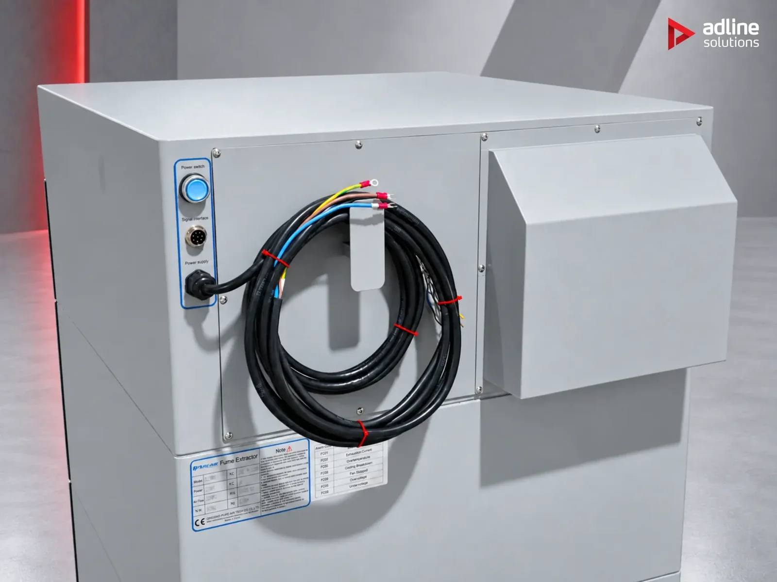 PURE-AIR PA-D1600 rear cable and connections detail
