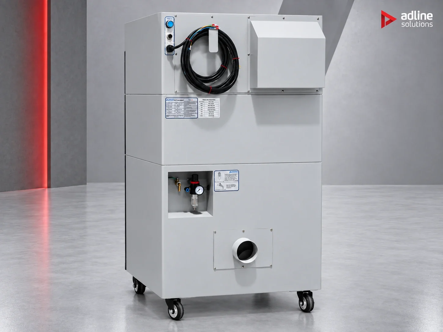 PURE-AIR PA-D2400 fume and dust extractor — rear view with connections and extraction outlet