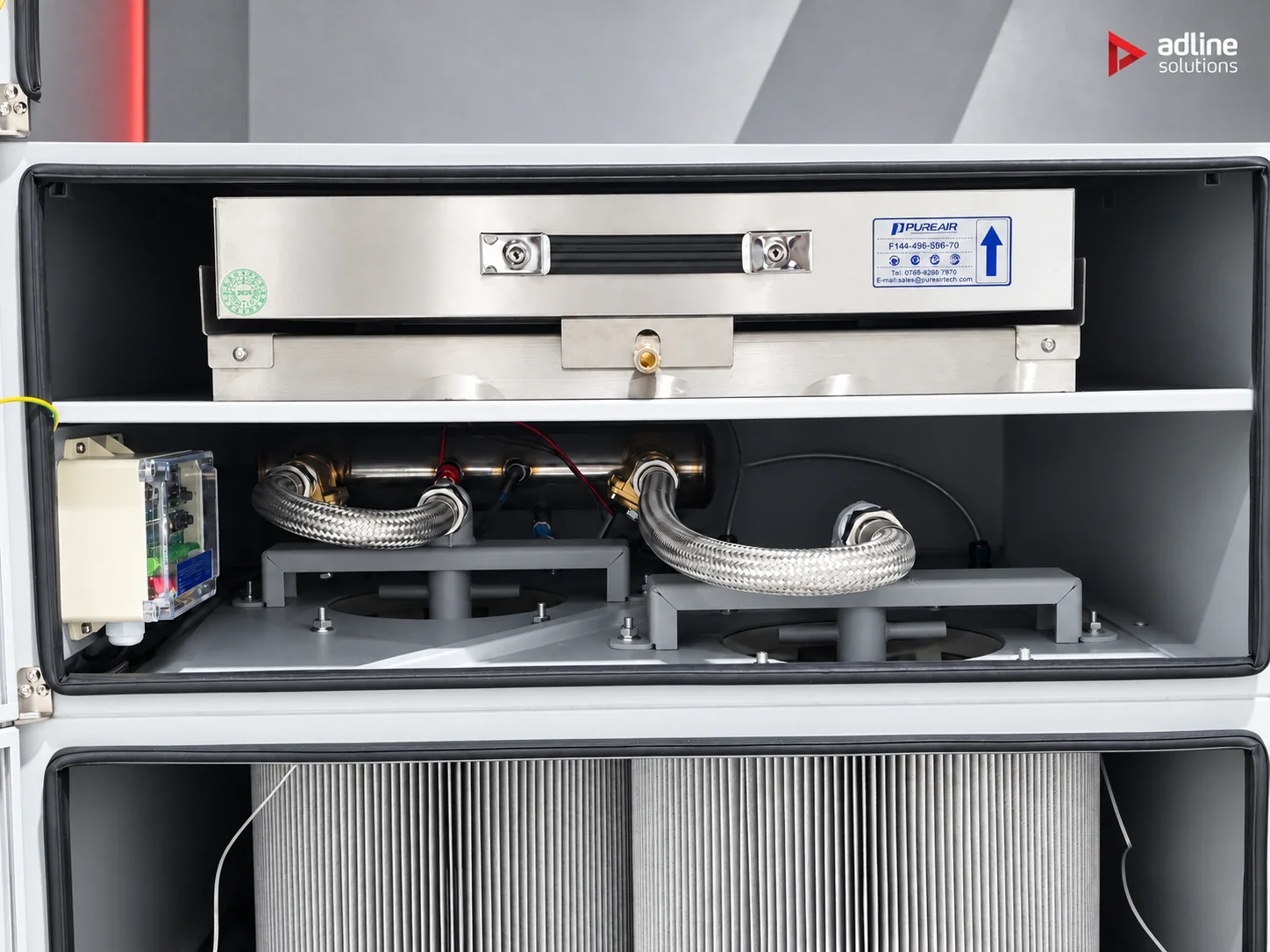PURE-AIR PA-D2400 fume and dust extractor — upper filtration and blower detail