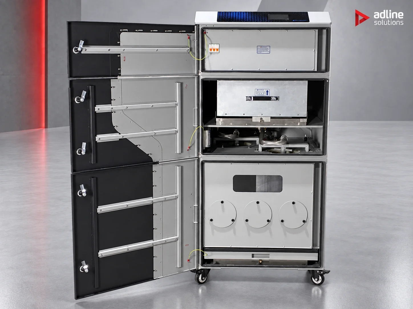 PURE-AIR PA-DFS1600i fume extractor — open cabinet and filter compartments