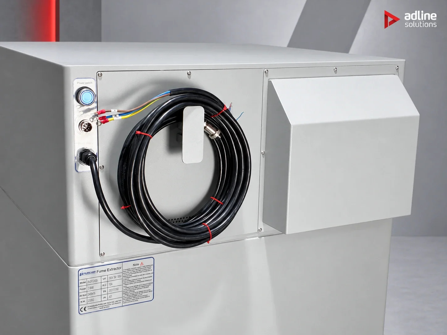PURE-AIR PA-DFS2400i — rear cable and label detail