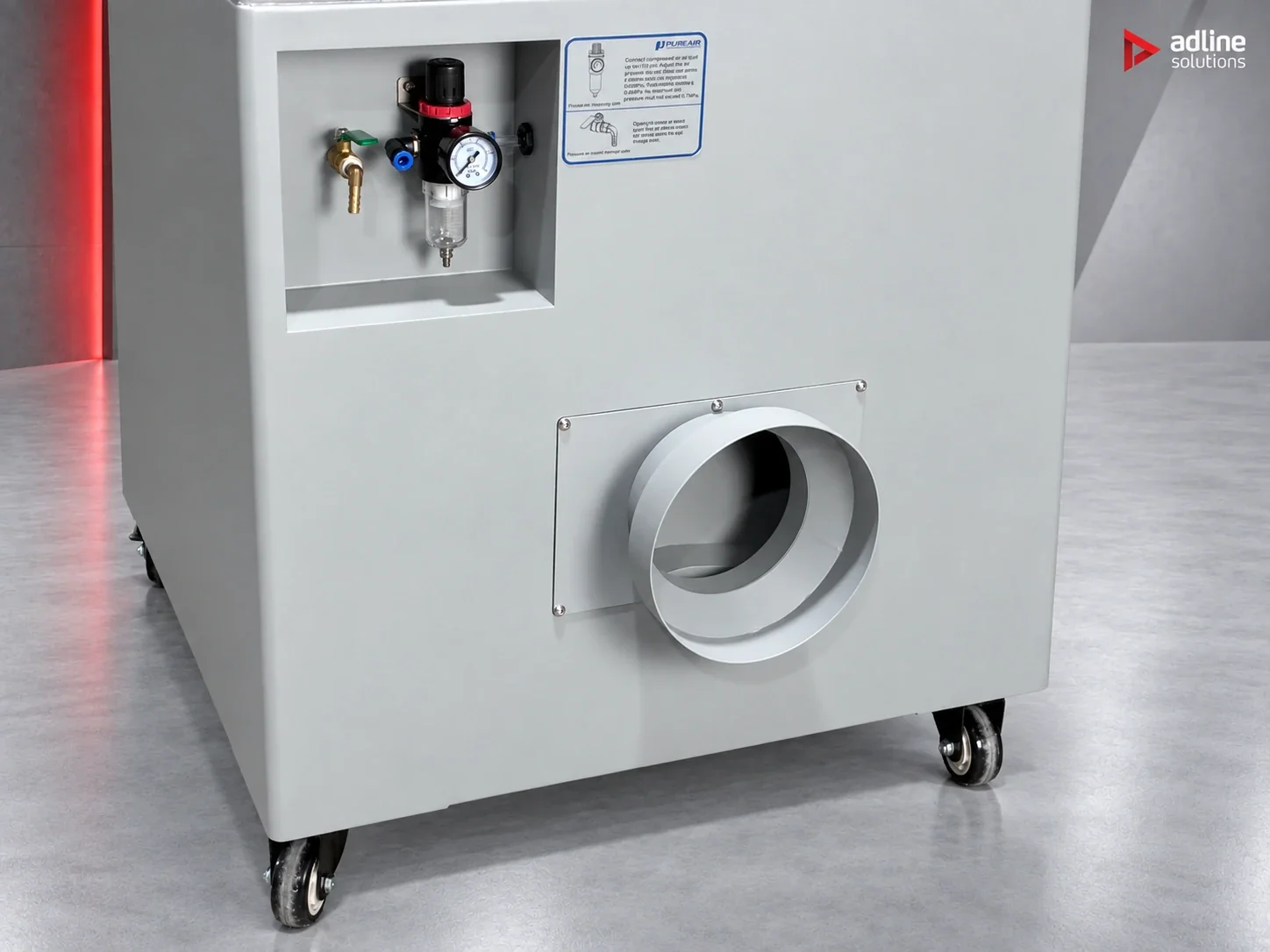PURE-AIR PA-DFS2400i — air regulator and extraction inlet detail
