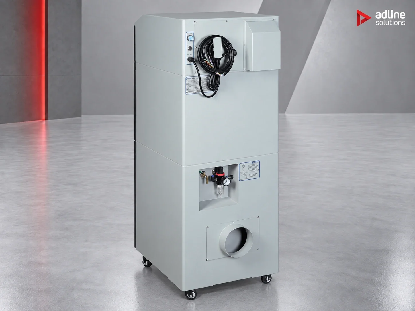 PURE-AIR PA-DFS800 fume and dust extractor, rear view with connections and extraction outlet