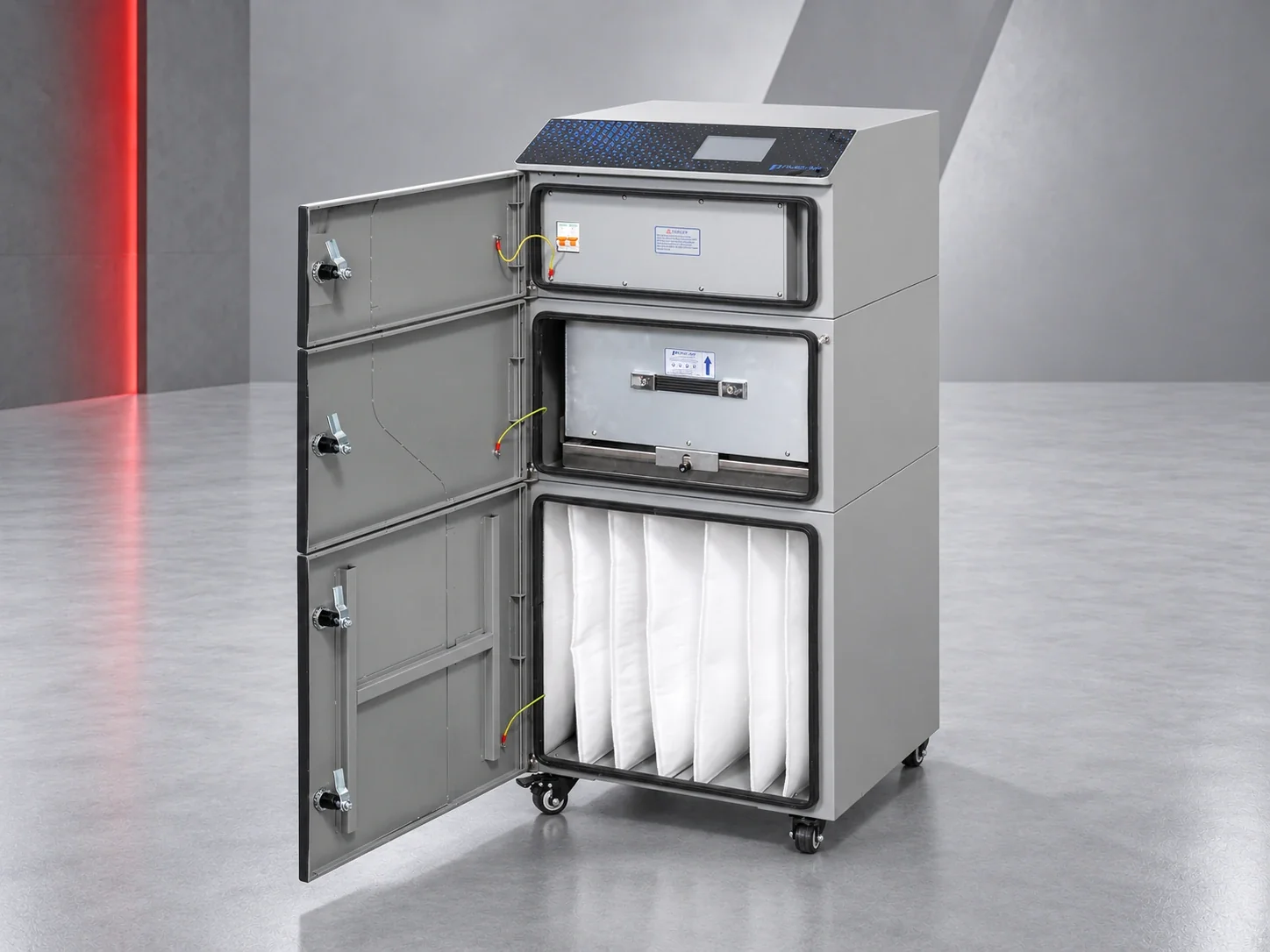PURE-AIR PA-DS400i fume extractor with all three filter compartments open