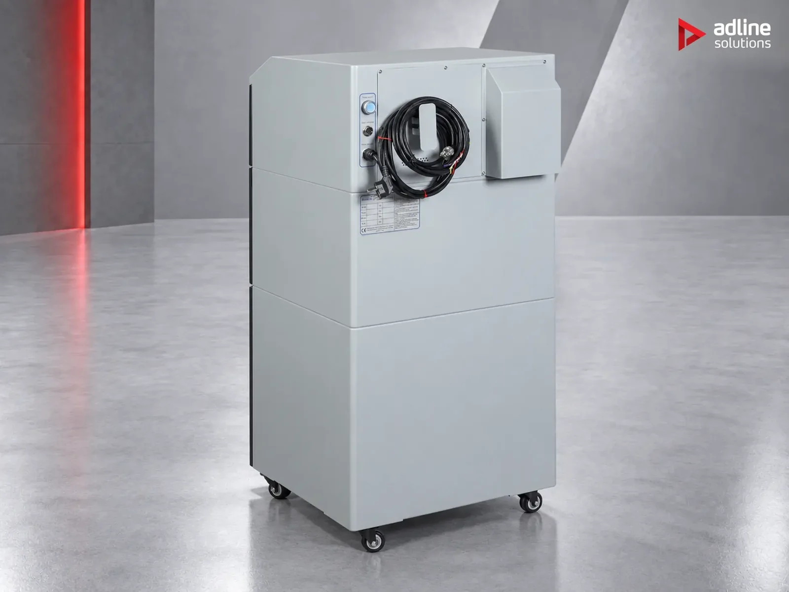 PURE-AIR PA-DS500 fume extractor, rear view with power cable and extraction outlet