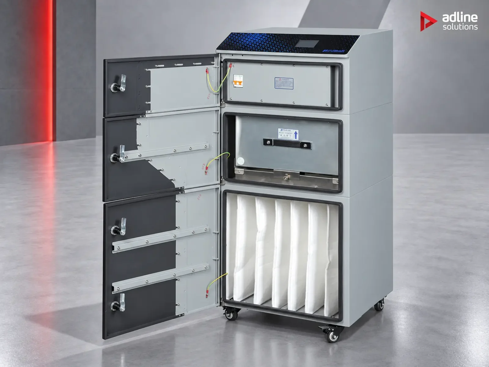 PURE-AIR PA-DS500 fume extractor with all three filter compartments open