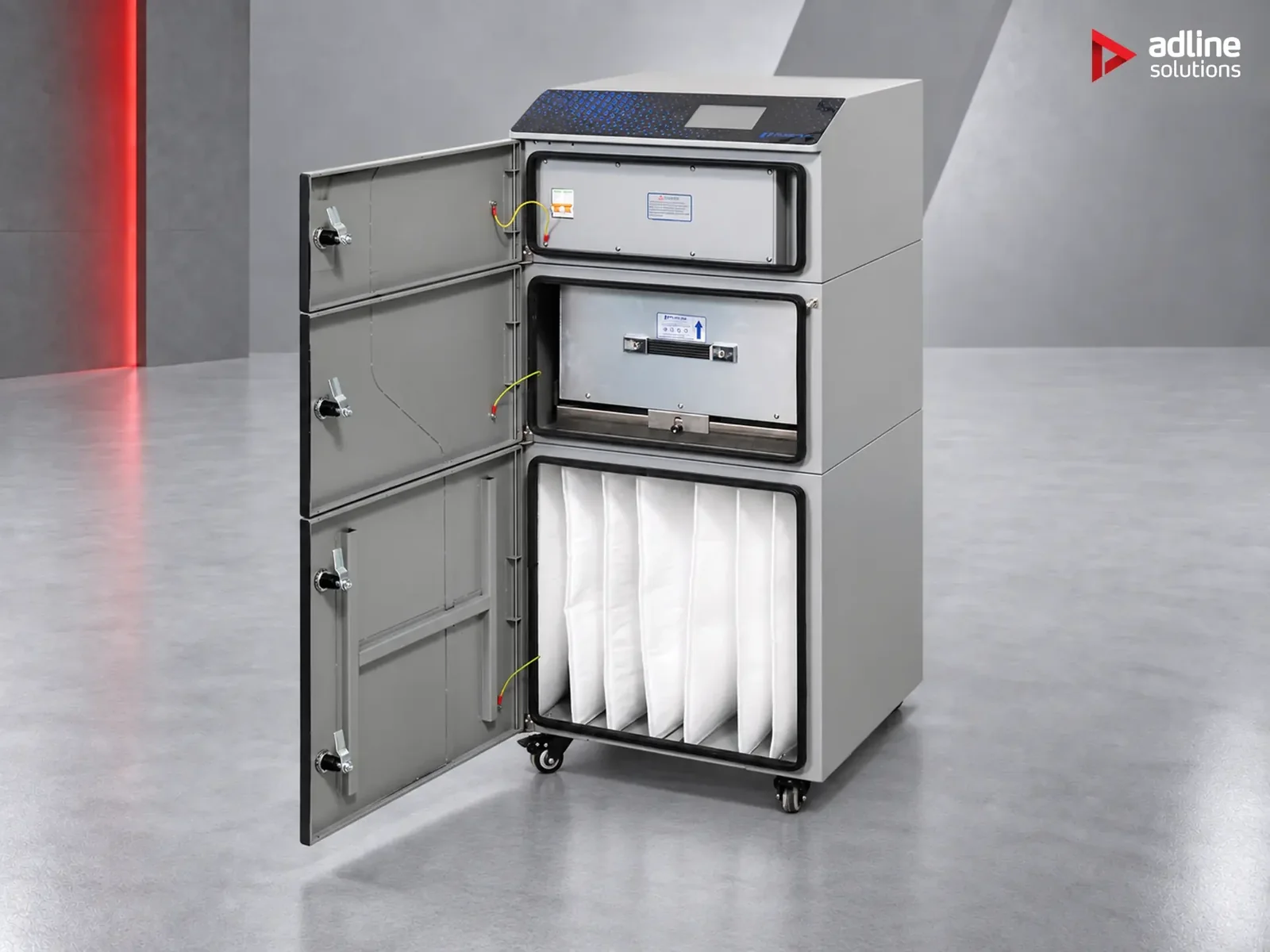 PURE-AIR PA-DS500i fume extractor with all three filter compartments open