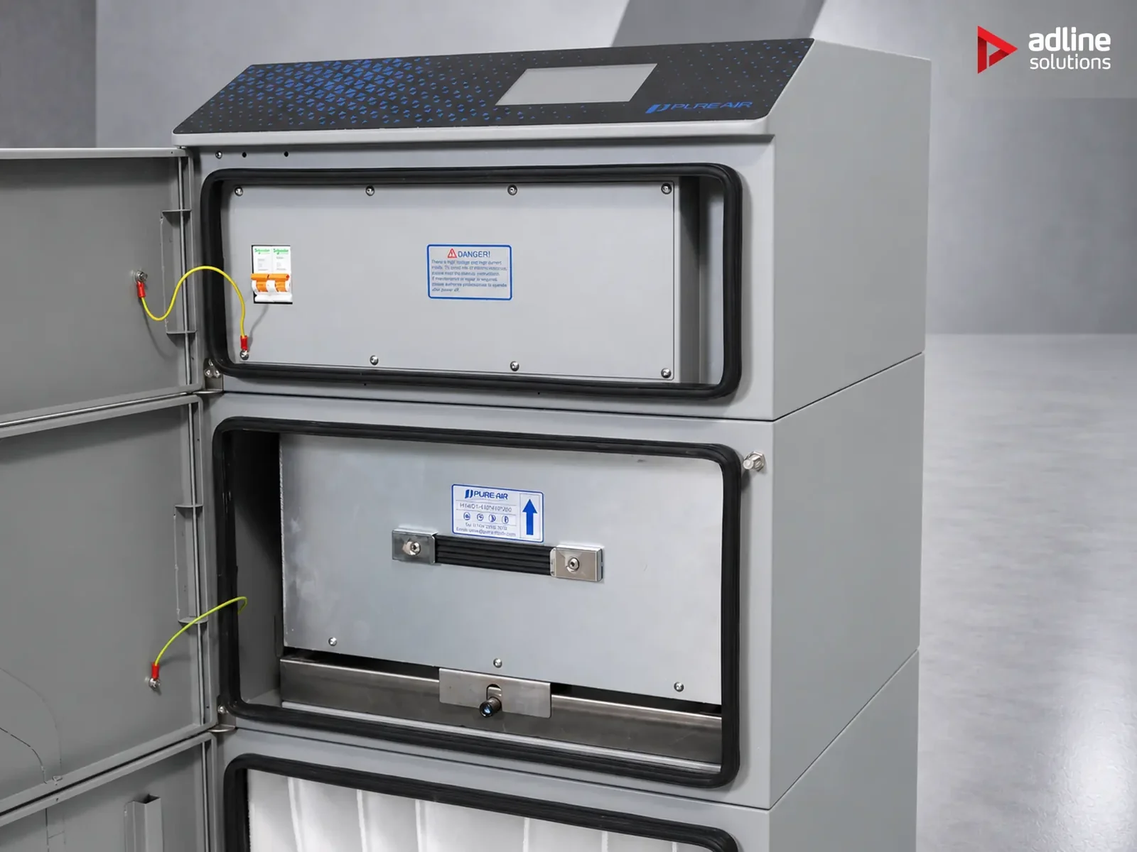 PURE-AIR PA-DS500i upper and middle filter stages with compartments open