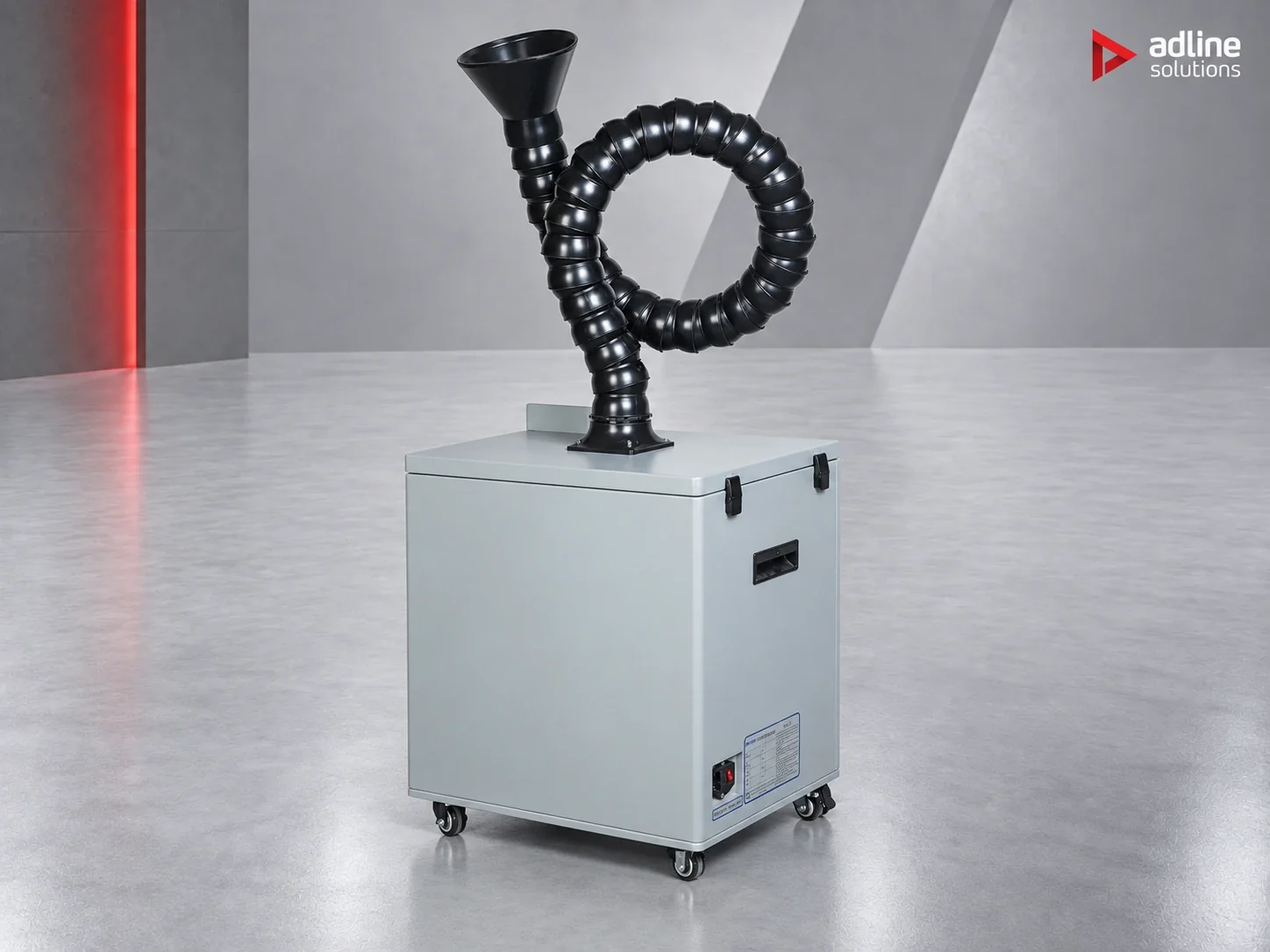 PURE-AIR PA-F250s extractor with dual flexible extraction arms, rear three-quarter view