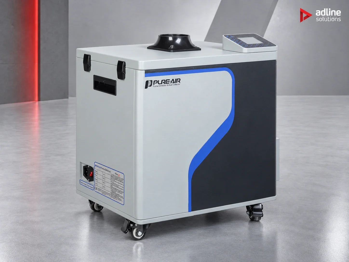 PURE-AIR PA-F350s compact fume extractor, rear three-quarter view