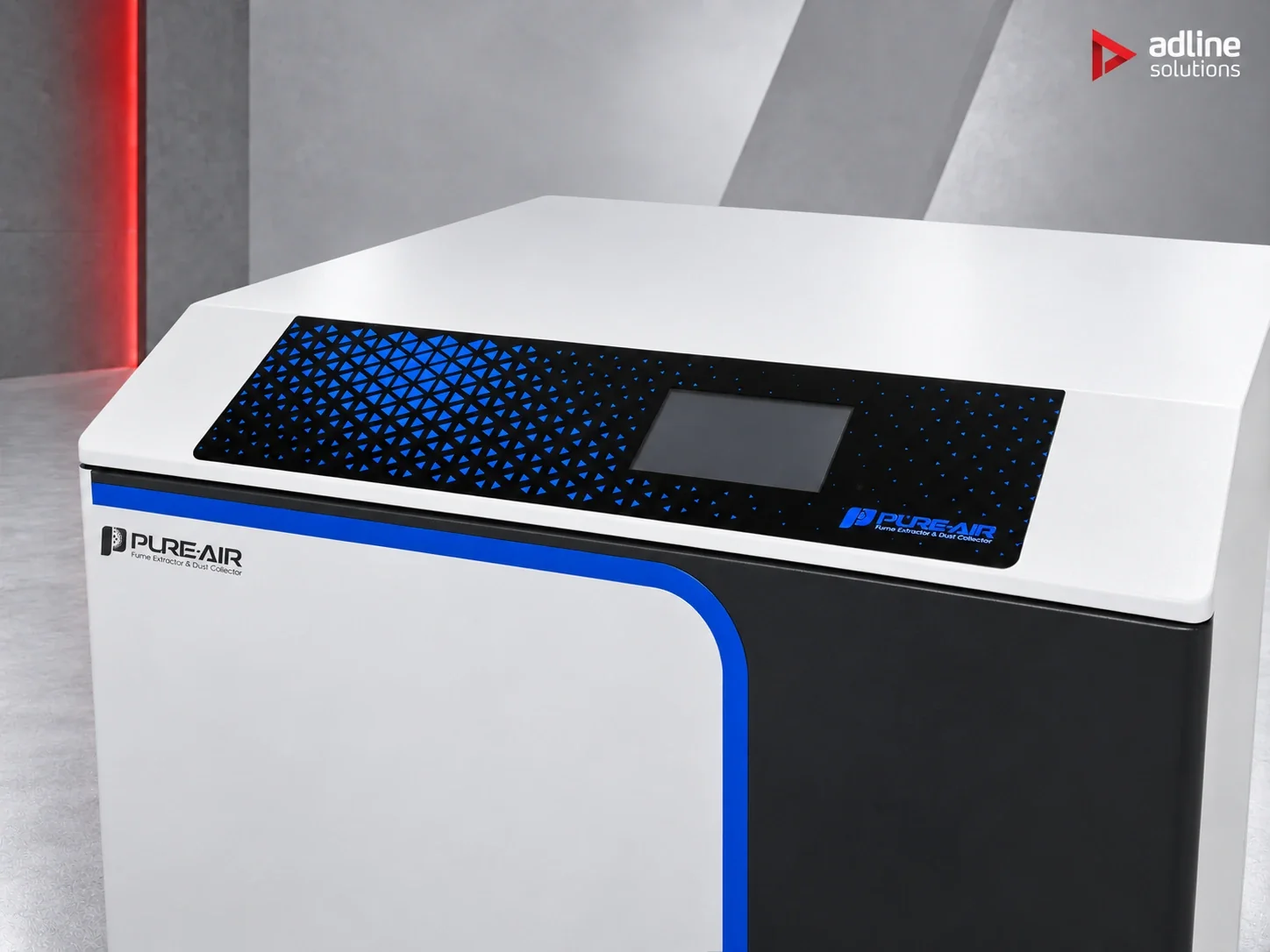 PURE-AIR PA-FGS1600i fume and dust extractor — touchscreen control panel close-up