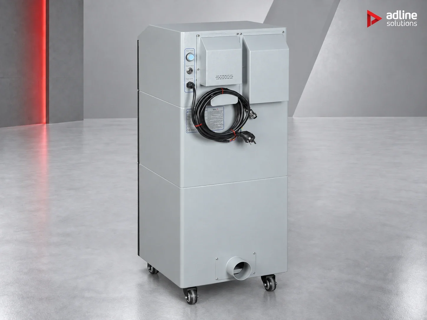 PURE-AIR PA-FS400 fume and dust extractor — rear view with cable and extraction inlet