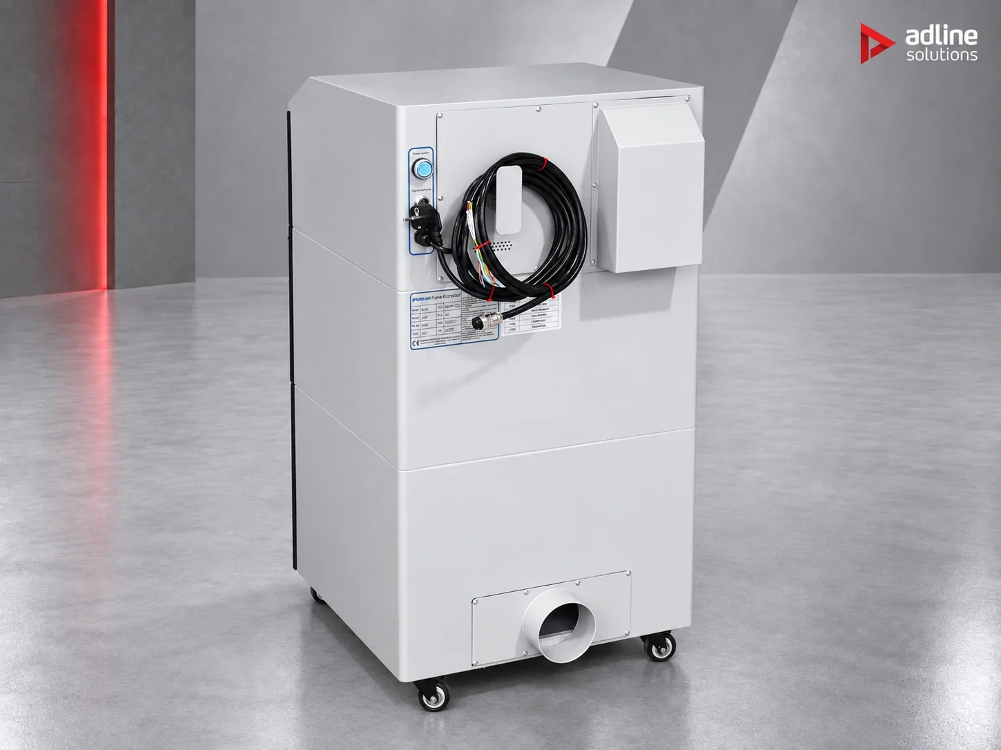 PURE-AIR PA-FS800 fume and dust extractor — rear view and extraction connection