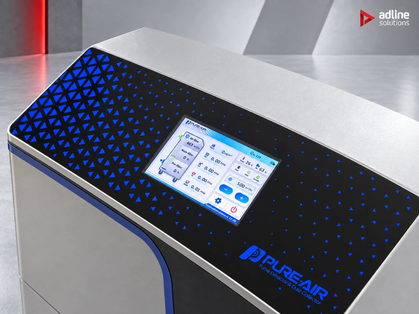 PURE-AIR PA-FS800i — angled top control panel detail