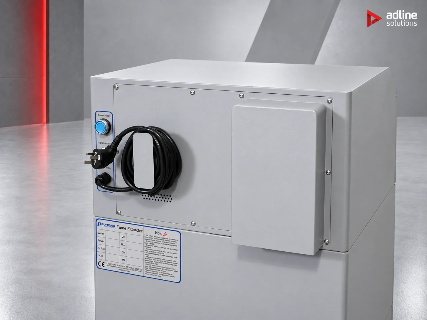 PURE-AIR PA-FS800i — rear cabinet and connection panel view