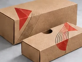 Printed kraft board box and sleeve with a cut-out window