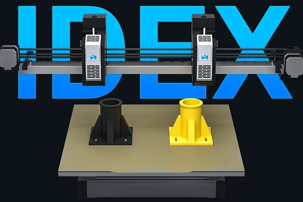 The two independent extruders of the MD-400D+