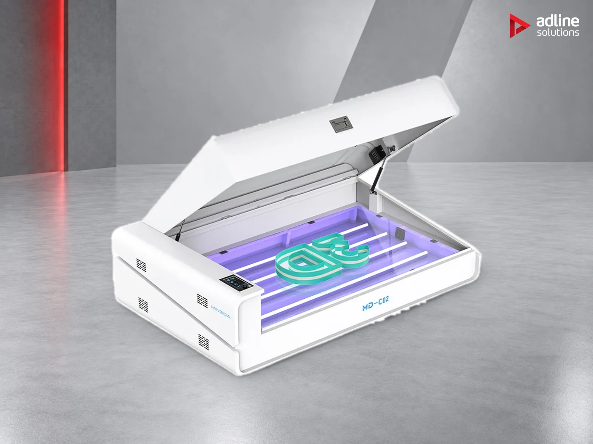 MINGDA MD-C02 UV curing machine with the lid open