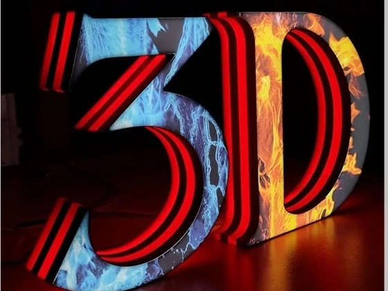 Dimensional letters with a coloured gradient face