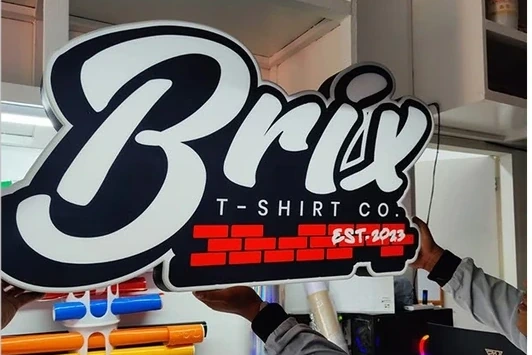 Brix T-Shirt Co. illuminated sign