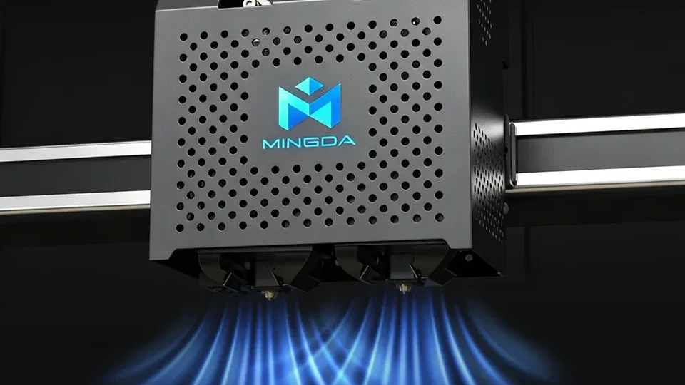Dual airflow cooling beneath the MINGDA Ultra extruder