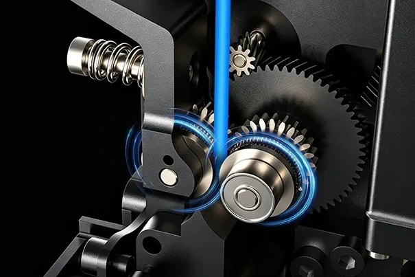 Close-up of the Ultra extruder drive gears