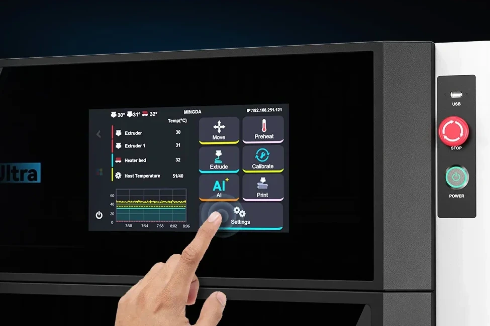 10-inch integrated touchscreen on the MINGDA Ultra