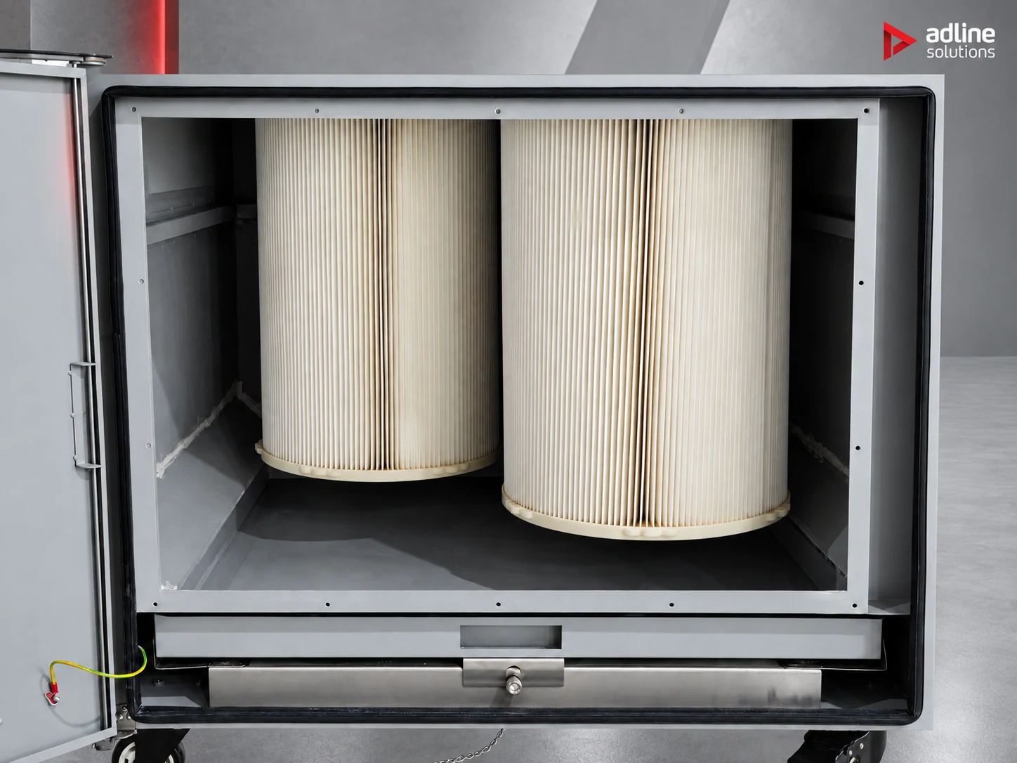 PURE-AIR PA-FGS1600 fume extractor — twin PTFE cartridge pre-filters above the front dust drawer